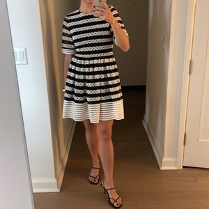 Alexis black and white eyelet dress. Like new.